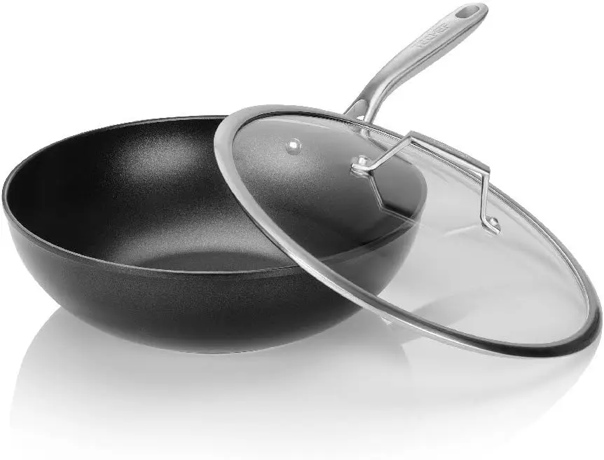 12" Nonstick Flat Bottom Wok Stir-Fry Pan with Glass Lid, Dishwasher and Oven Safe
12" Nonstick Flat Bottom Wok Stir-Fry Pan with Glass Lid, Dishwasher and Oven Safe