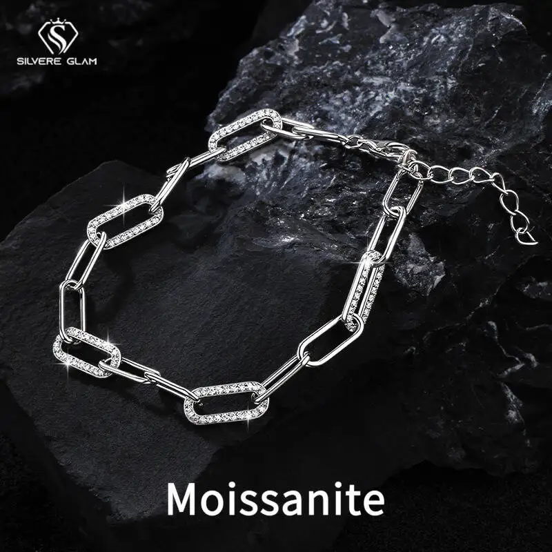 SG 925 Sterling Silver Moissanite Bracelet Gothic Paperclip Bracelet Unisex Hiphop Chain Bracelet Minimalist Fine Jewelry D VVS1
SG 925 Sterling Silver Moissanite Bracelet Gothic Paperclip Bracelet Unisex Hiphop Chain Bracelet Minimalist Fine Jewelry D VVS1