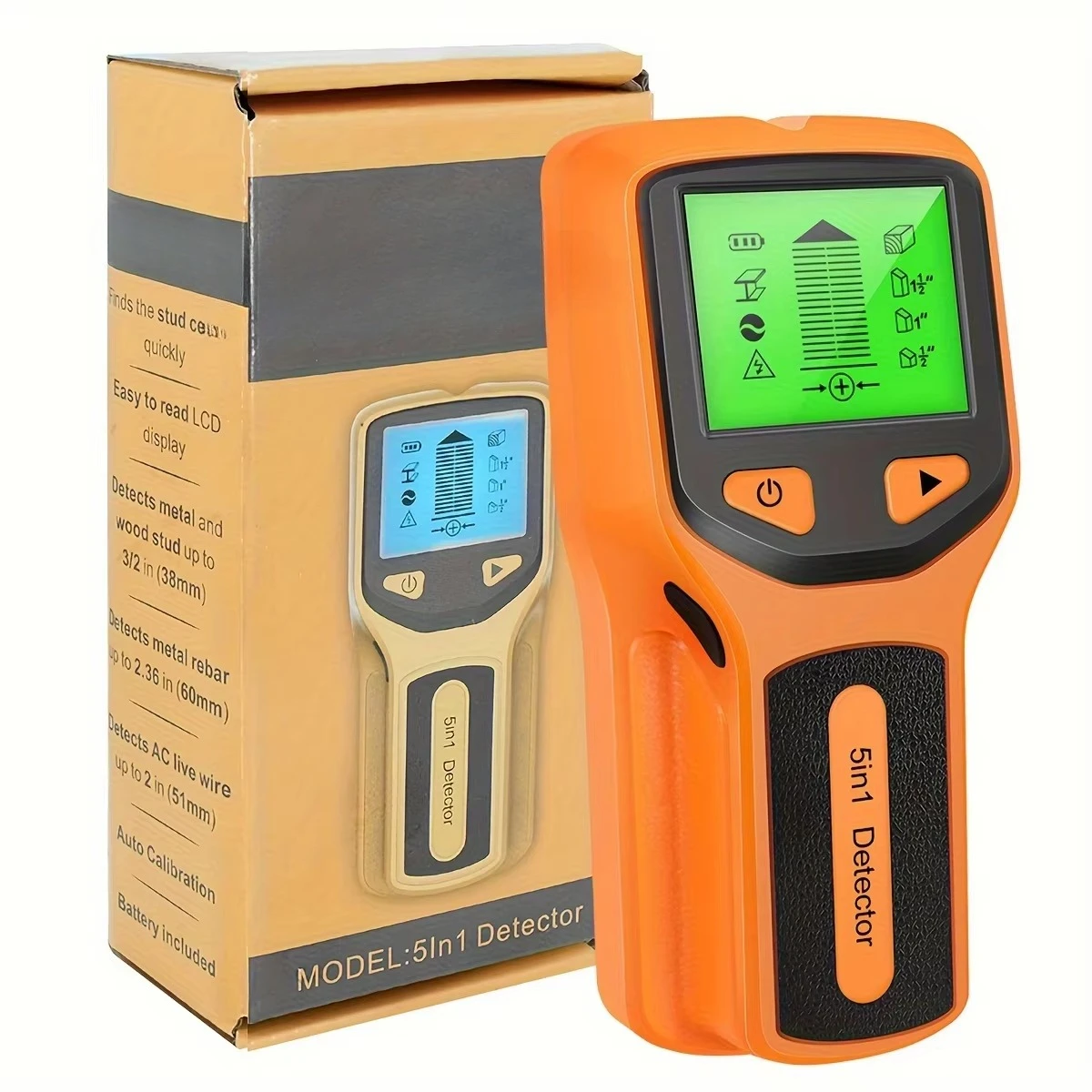 5-In-1 Wall Scanner and Stud Finder - Portable Electronic Sensor with LCD Display for Wood, Metal, AC Wire Inspection
5-In-1 Wall Scanner and Stud Finder - Portable Electronic Sensor with LCD Display for Wood, Metal, AC Wire Inspection