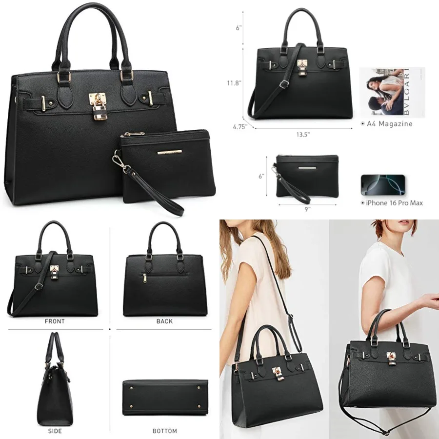 Dasein Women Handbags and Purses Ladies Shoulder Bag Top Handle Satchel Tote Work Bag with Matching Clutch
Dasein Women Handbags and Purses Ladies Shoulder Bag Top Handle Satchel Tote Work Bag with Matching Clutch
