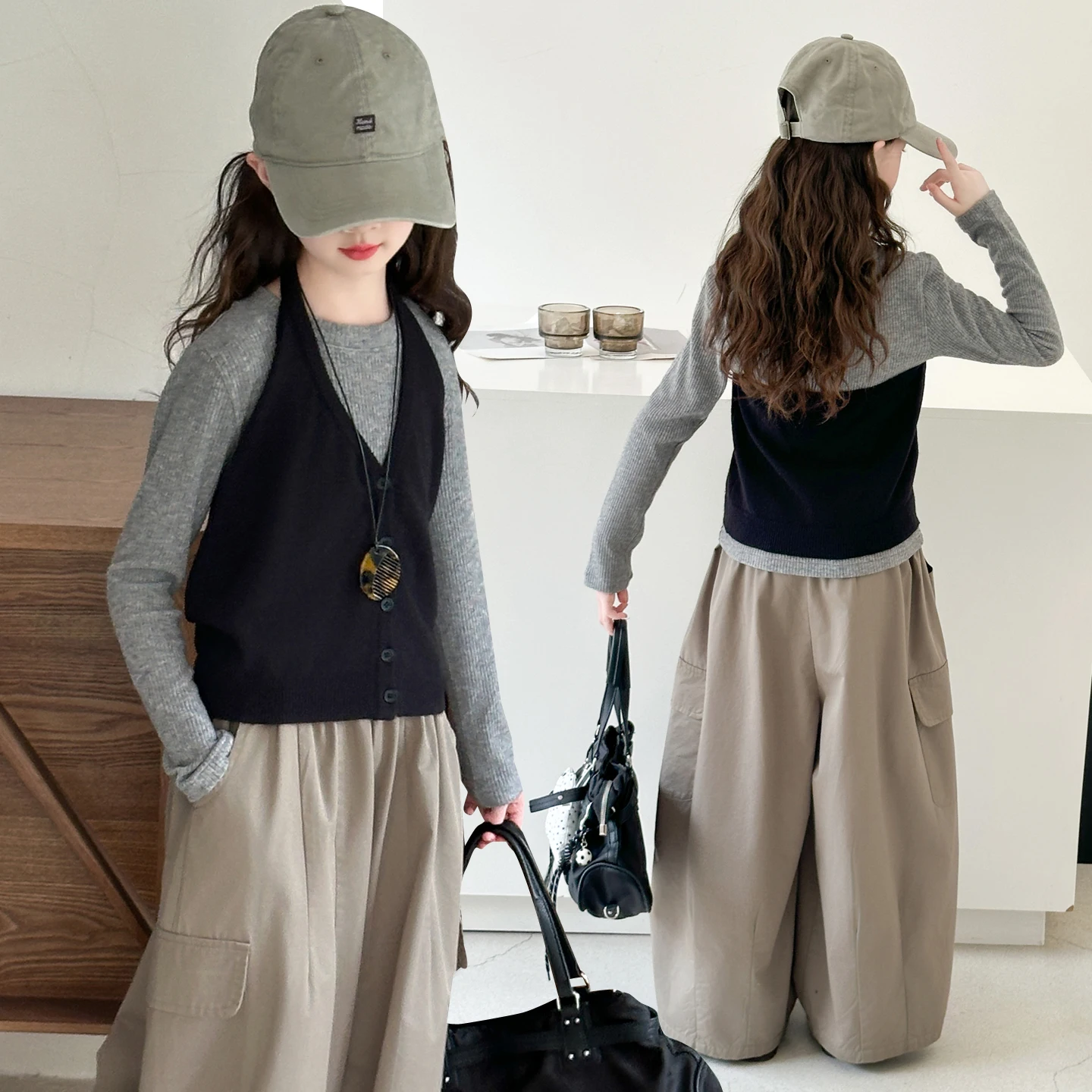 Girls Clothes Sets Size 4-14Y Undershirt Vest Pants Clothing Sets New Spring Autumn Shirts Fashionable Knit Vest Wide Leg Pants
Girls Clothes Sets Size 4-14Y Undershirt Vest Pants Clothing Sets New Spring Autumn Shirts Fashionable Knit Vest Wide Leg Pants