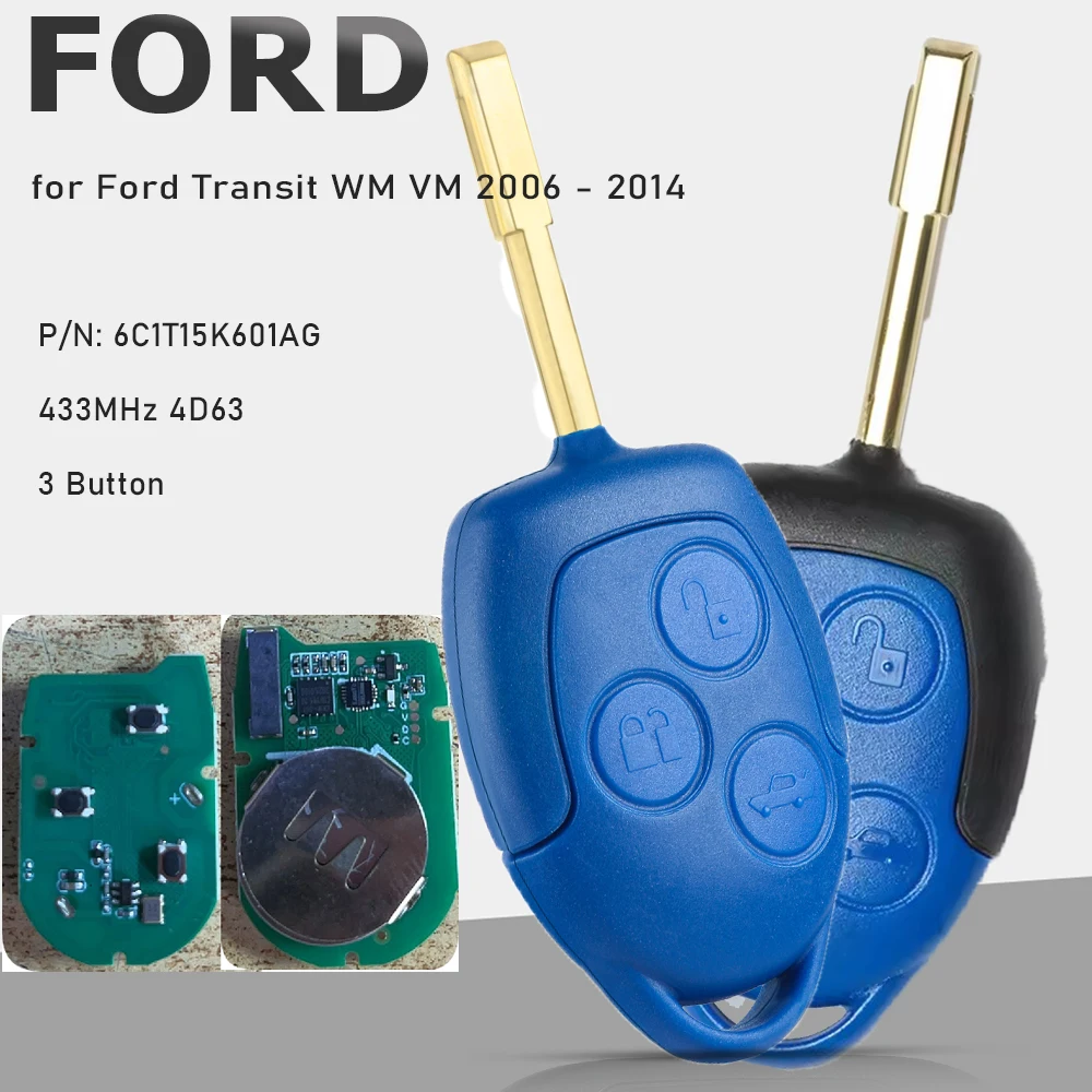 KEYECU 6C1T15K601AG 433 МГц 4D63 дистанционный ключ с 3 кнопками для Ford Transit WM VM 2006 2007 2008 2009 2010 2011 2012-2014
KEYECU 6C1T15K601AG 433 МГц 4D63 дистанционный ключ с 3 кнопками для Ford Transit WM VM 2006 2007 2008 2009 2010 2011 2012-2014