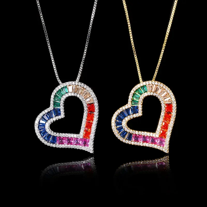 Rainbow Heart Pendant Necklace with Gold Silver Plating Colorful Zircon Statement Jewelry Women Elegant Gift Idea Birthday Gift
Rainbow Heart Pendant Necklace with Gold Silver Plating Colorful Zircon Statement Jewelry Women Elegant Gift Idea Birthday Gift