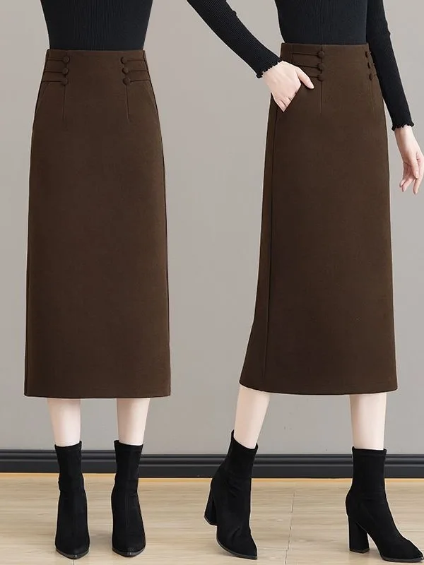 Women's Woolen Midi Skirt High Waist Straight Cut Slimming A-Line Skirt with Slit for Autumn Winter Spring 2025 New Arrival
Women's Woolen Midi Skirt High Waist Straight Cut Slimming A-Line Skirt with Slit for Autumn Winter Spring 2025 New Arrival