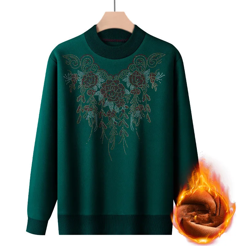 Winter Clothes Woman Thicken Warm Pullover Top Half High Collar Women's Sweater Middle Aged Mother Pull Blouse With Velvet
Winter Clothes Woman Thicken Warm Pullover Top Half High Collar Women's Sweater Middle Aged Mother Pull Blouse With Velvet