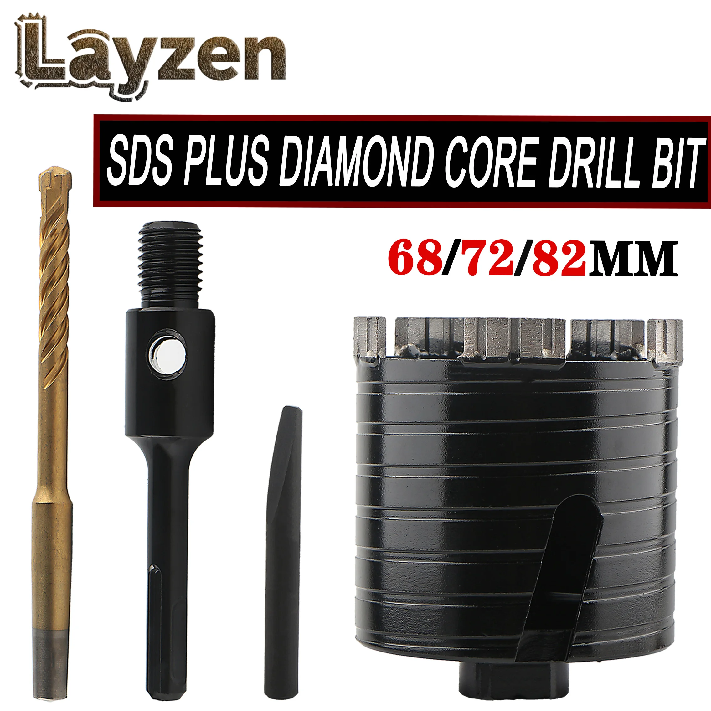 Dry Diamond Core Drill Bit With SDS Plus Adapter 68/72/82mm Concrete Wall Core Drill Bit For Concrete Brick Wall Granite Marble
Dry Diamond Core Drill Bit With SDS Plus Adapter 68/72/82mm Concrete Wall Core Drill Bit For Concrete Brick Wall Granite Marble