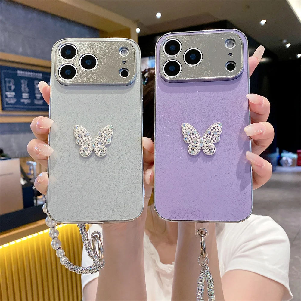 Elegant Glitter Butterfly Sparkling Phone Case for iPhone 17 Pro Max Pearl Chain Hand Strap Cover for iPhone 16 15 14 13 Pro
Elegant Glitter Butterfly Sparkling Phone Case for iPhone 17 Pro Max Pearl Chain Hand Strap Cover for iPhone 16 15 14 13 Pro