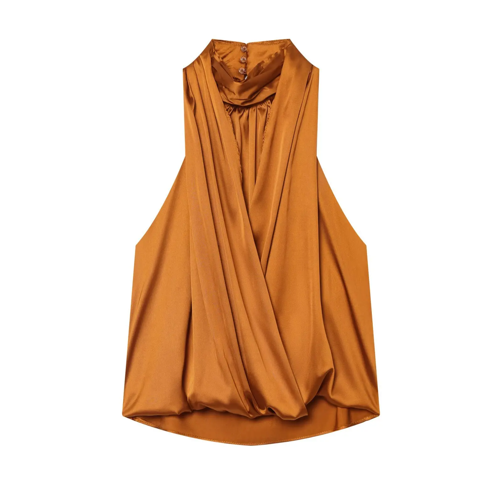 Withered Summer New Women's Casual Style Sleeveless Stand Up Collar Pleated Double Breasted Design Top Woman Clothes Shirts
Withered Summer New Women's Casual Style Sleeveless Stand Up Collar Pleated Double Breasted Design Top Woman Clothes Shirts