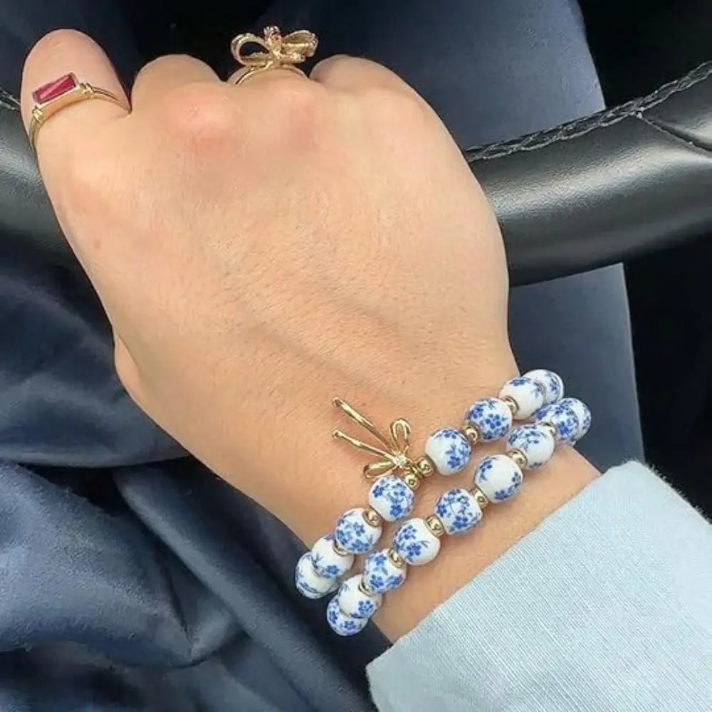 Elastic Blue and White Porcelain Bracelet Ceramics Metal Beads Beads Bracelets Antiquities Gold New Chinese Style Bracelet Gift
Elastic Blue and White Porcelain Bracelet Ceramics Metal Beads Beads Bracelets Antiquities Gold New Chinese Style Bracelet Gift