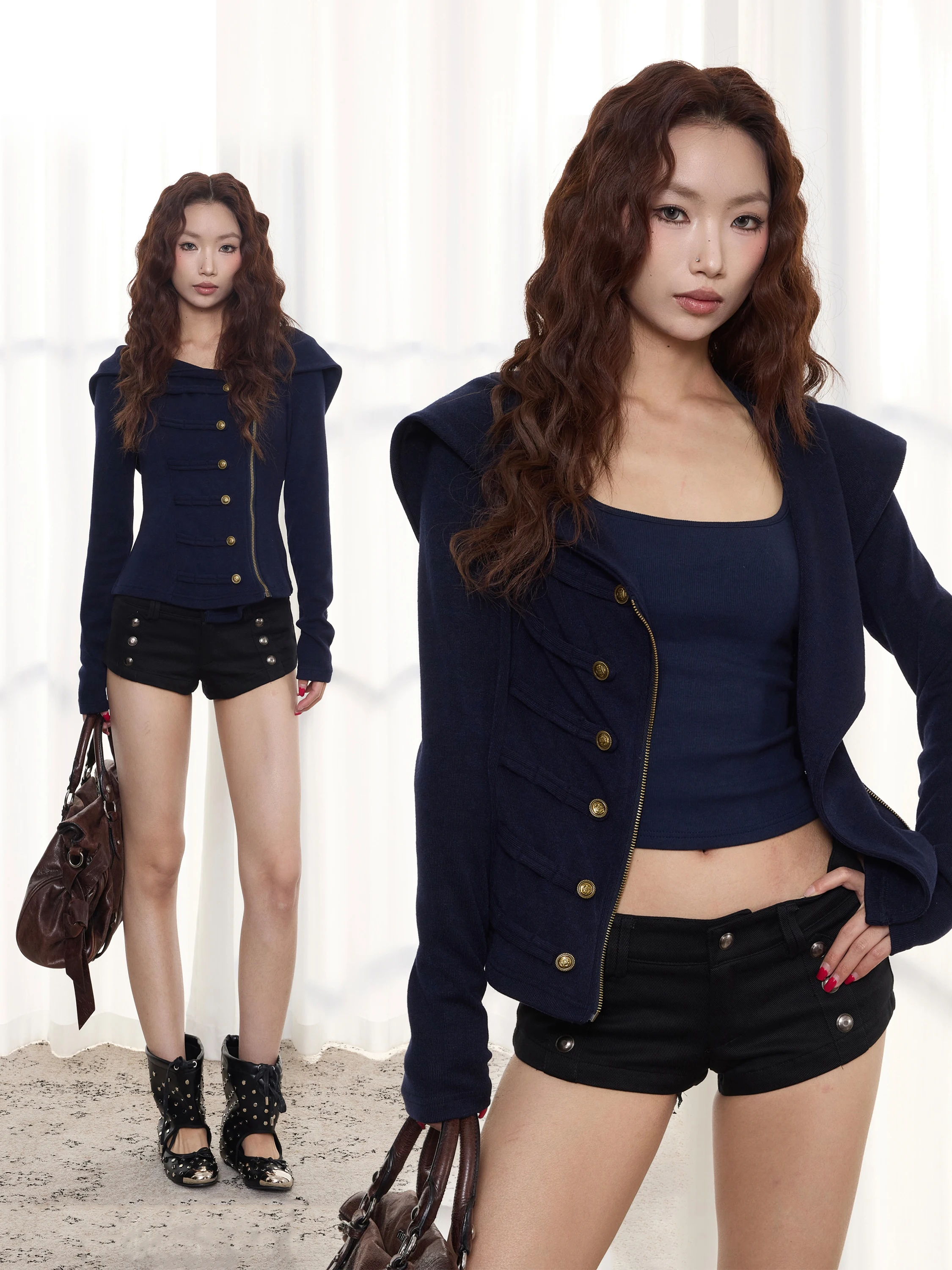 American Retro Design Sense Hooded Top Metal Buckle Zipper Waist Slimming Versatile Outerwear Polyester Viscose Spandex
American Retro Design Sense Hooded Top Metal Buckle Zipper Waist Slimming Versatile Outerwear Polyester Viscose Spandex