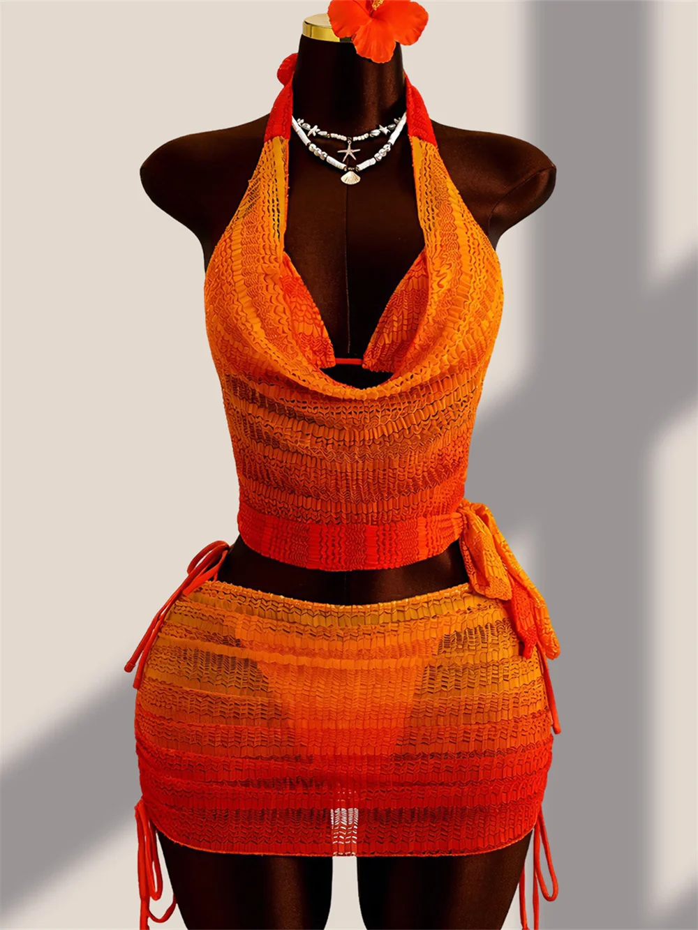 Orange Gradient Y2k Bikini Set Stacked Draped Swimsuit Backless Bandage Sheer Skirt Women 3 Piece Vacation Swimwear Beach Outfit
Orange Gradient Y2k Bikini Set Stacked Draped Swimsuit Backless Bandage Sheer Skirt Women 3 Piece Vacation Swimwear Beach Outfit