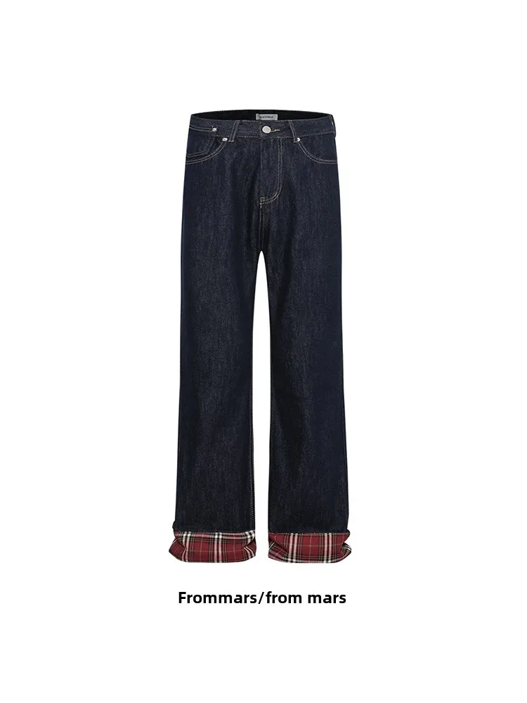 Свободные широкие джинсы, повседневные летние брюки в клетку с отворотами, прямые брюки от модного бренда, длинные брюки для мужчин
Свободные широкие джинсы, повседневные летние брюки в клетку с отворотами, прямые брюки от модного бренда, длинные брюки для мужчин