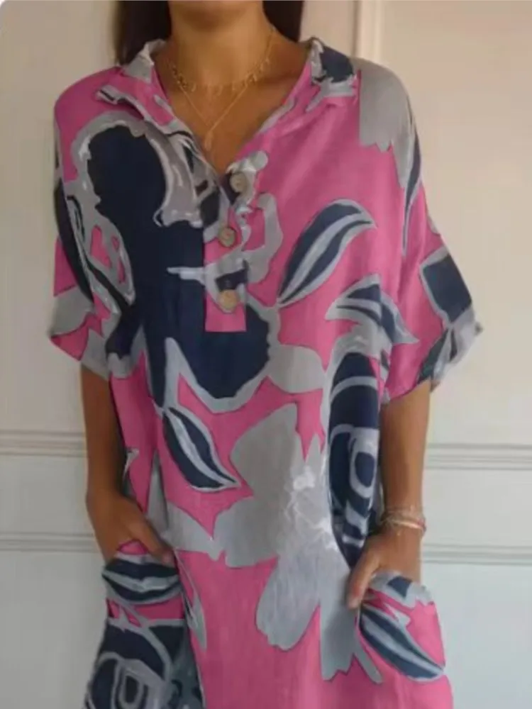 2025 Summer Fashion Printed Dress Women's Polo Neck Button Short Sleeves Casual Loose Outing Office Commuting Versatile Dress
2025 Summer Fashion Printed Dress Women's Polo Neck Button Short Sleeves Casual Loose Outing Office Commuting Versatile Dress