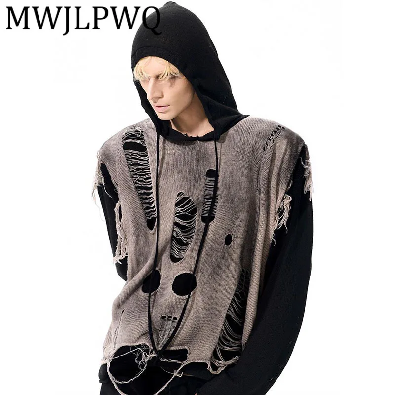 MWJLPWQ Design Sense Distressed Two-Piece Male Sweater Autumn Dirty Dye Hole Hooded Knitwear High Street 2025 For Men 12134
MWJLPWQ Design Sense Distressed Two-Piece Male Sweater Autumn Dirty Dye Hole Hooded Knitwear High Street 2025 For Men 12134