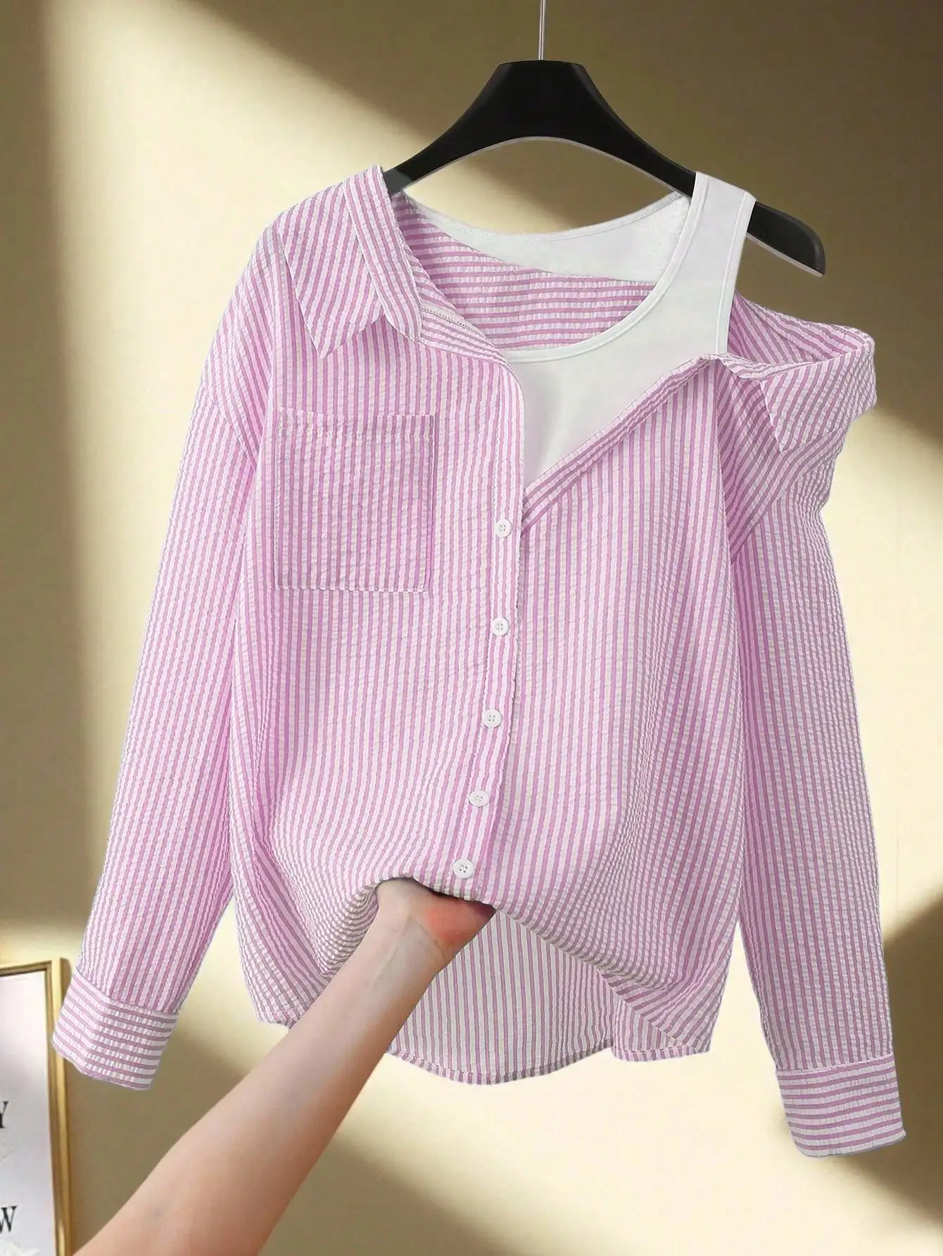 Franclia Fashionable Daily Casual Striped Drop Shoulder Splicing Short Sleeve Textured Blue And White Stripe Design Spring And
Franclia Fashionable Daily Casual Striped Drop Shoulder Splicing Short Sleeve Textured Blue And White Stripe Design Spring And