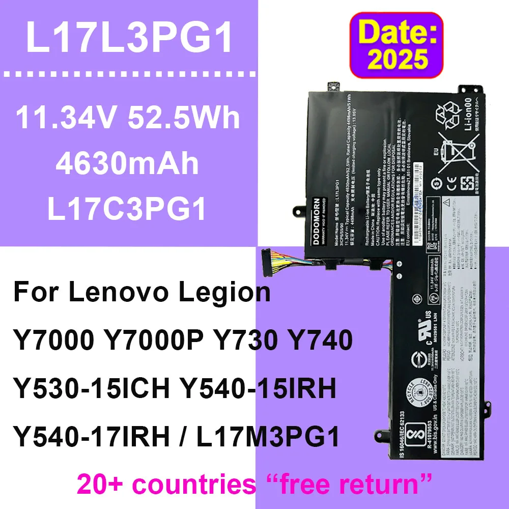 L17L3PG1 Replacement Laptop Battery For Lenovo Legion Y530-15ICH Y540-15IRH/17IRH Y730 Y7000 Y7000P L17M3PG1 L17C3PG1 4630mAh
L17L3PG1 Replacement Laptop Battery For Lenovo Legion Y530-15ICH Y540-15IRH/17IRH Y730 Y7000 Y7000P L17M3PG1 L17C3PG1 4630mAh