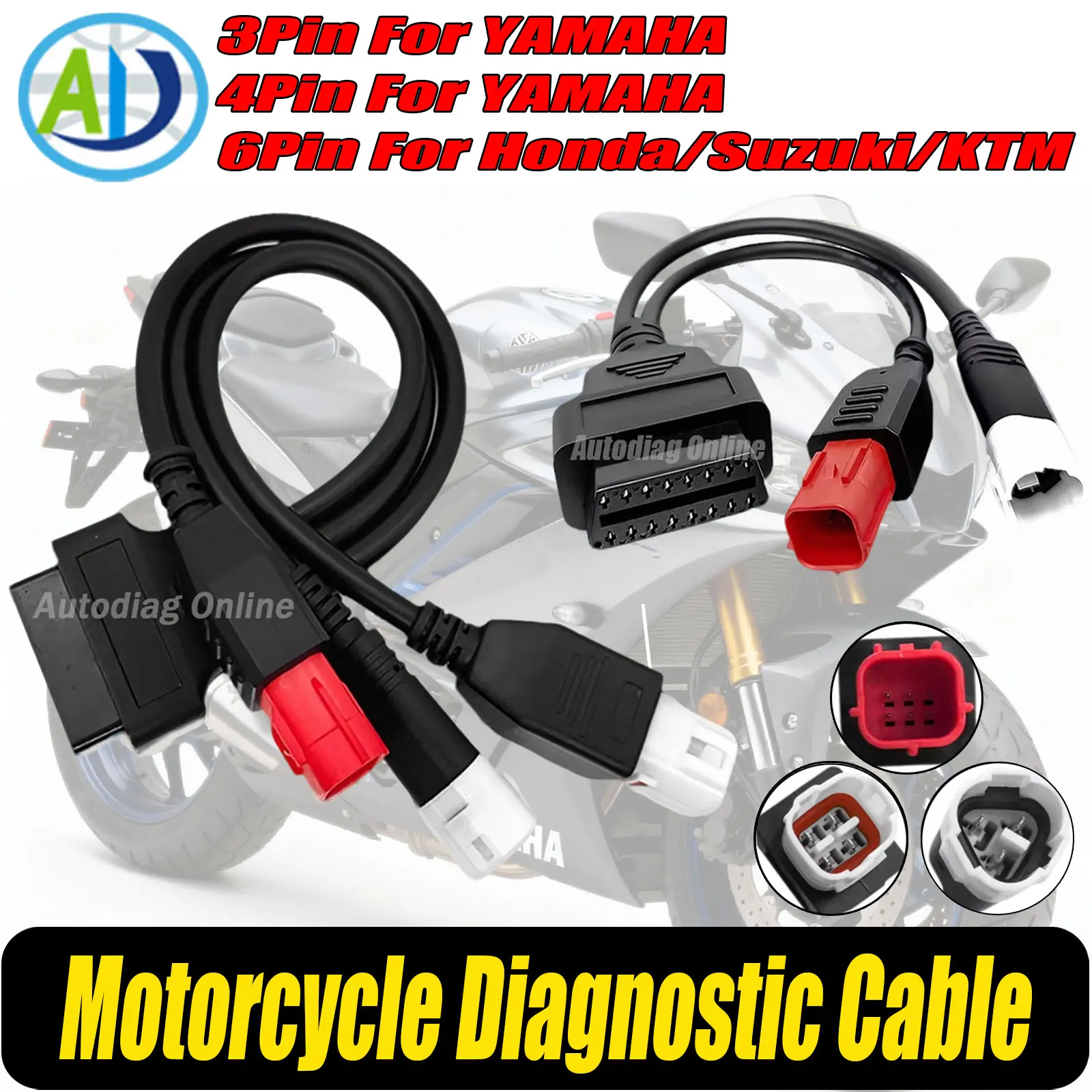 OBD2 Diagnostic Cable For Yamaha Honda SUZUKI KTM Motorbike OBD2 Adapter Cable 3 IN 1 Motorcycle Diagnostic Cable 3pin 4pin 6pin
OBD2 Diagnostic Cable For Yamaha Honda SUZUKI KTM Motorbike OBD2 Adapter Cable 3 IN 1 Motorcycle Diagnostic Cable 3pin 4pin 6pin