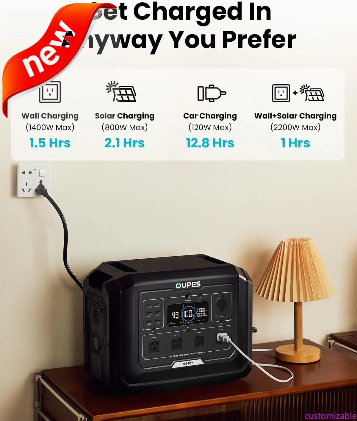 Настраиваемая портативная электростанция 1, солнечный генератор для домашней резервной мощности, кемпинга и поездок на дорогу
Настраиваемая портативная электростанция 1, солнечный генератор для домашней резервной мощности, кемпинга и поездок на дорогу