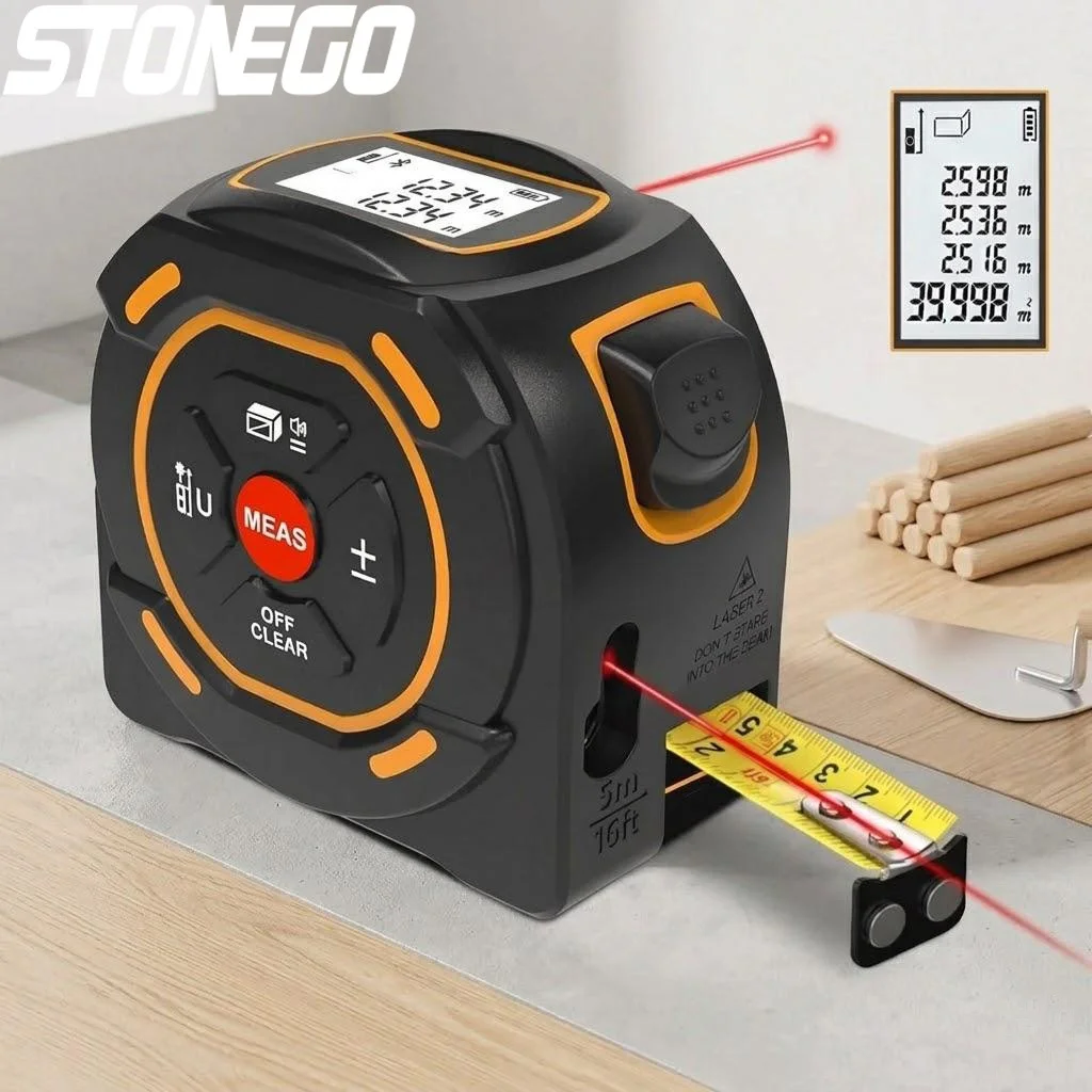 Digital Laser Measuring Tape 131ft 197ft Rangefinder Steel Precision Measurement Tool High Accuracy Distance Meter