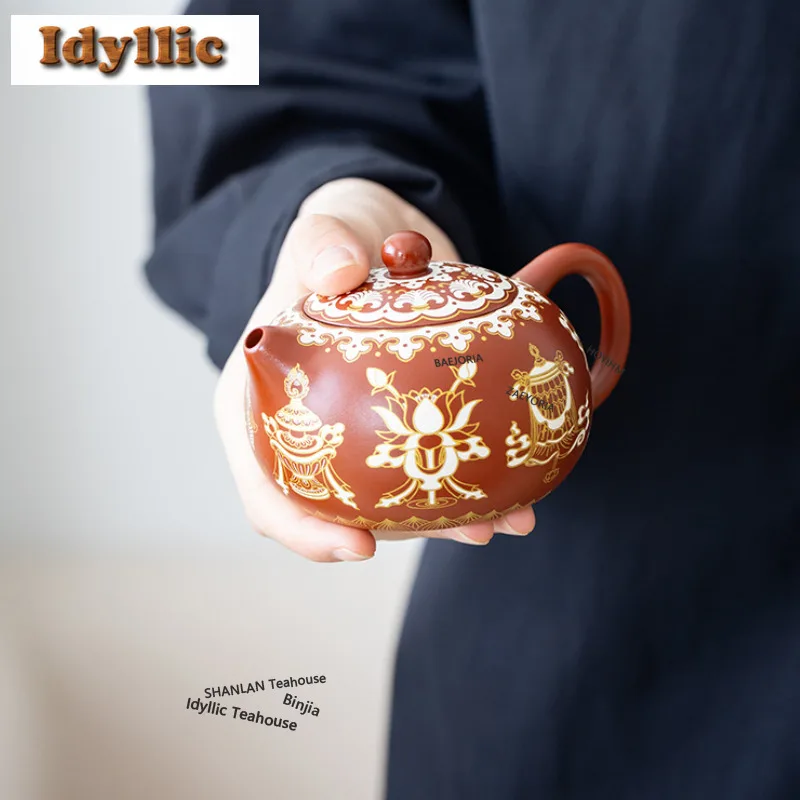 200ml Eight Treasures Purple Clay Teapot Handmade Tea Infuser Pot Tea Making Kettle with Ball Hole Drinkware Supplies Decoration
200ml Eight Treasures Purple Clay Teapot Handmade Tea Infuser Pot Tea Making Kettle with Ball Hole Drinkware Supplies Decoration