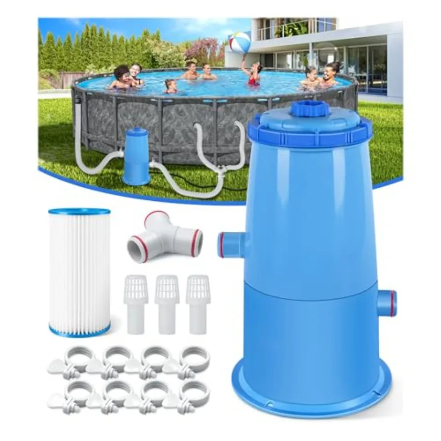 Above Ground Pool Filter Pump, 1000 GPH Cartridge System, Blue, ETL Listed with GFCI Safety Enhanced Water Circulation
Above Ground Pool Filter Pump, 1000 GPH Cartridge System, Blue, ETL Listed with GFCI Safety Enhanced Water Circulation