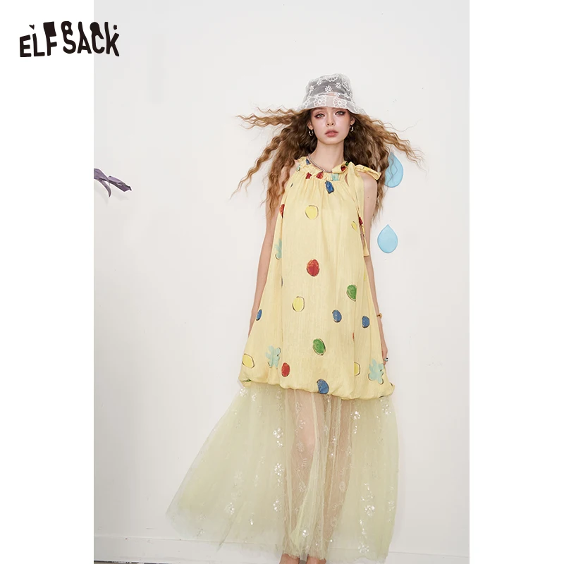 ELFSACK 2025 Summer New Arrival Sweet Y2K Lace Mesh Splicing Polka Dot Neck A-Line Dress Sleeveless Skirt For Woman
ELFSACK 2025 Summer New Arrival Sweet Y2K Lace Mesh Splicing Polka Dot Neck A-Line Dress Sleeveless Skirt For Woman