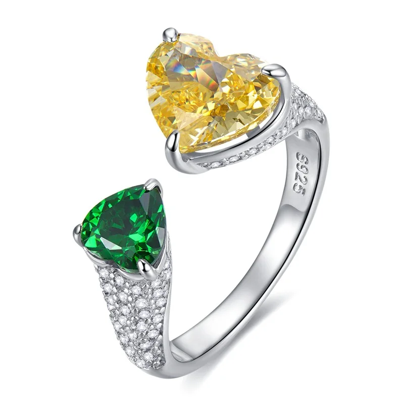 2024 New Color Contrasting Green Heart shaped 8 * 10 Ice Flower Cut High Carbon Diamond Ring for Women's Luxury Full Diamond
2024 New Color Contrasting Green Heart shaped 8 * 10 Ice Flower Cut High Carbon Diamond Ring for Women's Luxury Full Diamond