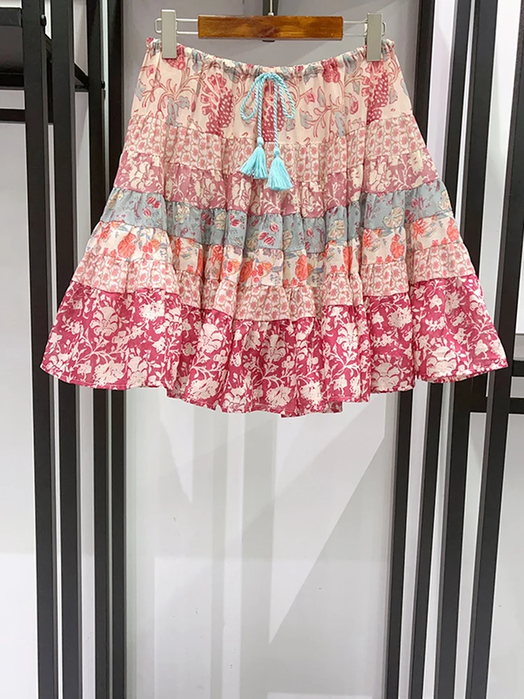 Summer 2026 Playful Pleated Skirt Dynamic Multi-layer Splicing Print Tassel Belted Women's Half Skirt Cotton Material Midi Skirt
Summer 2026 Playful Pleated Skirt Dynamic Multi-layer Splicing Print Tassel Belted Women's Half Skirt Cotton Material Midi Skirt