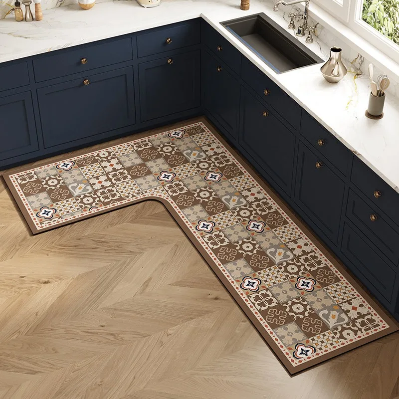 L-shaped Kitchen Floor Mat Vintage Light Luxury Home Decoration Rug Anti-slip Carpet Oil-proof PVC Washable Mats Tappeto Cucina
L-shaped Kitchen Floor Mat Vintage Light Luxury Home Decoration Rug Anti-slip Carpet Oil-proof PVC Washable Mats Tappeto Cucina
