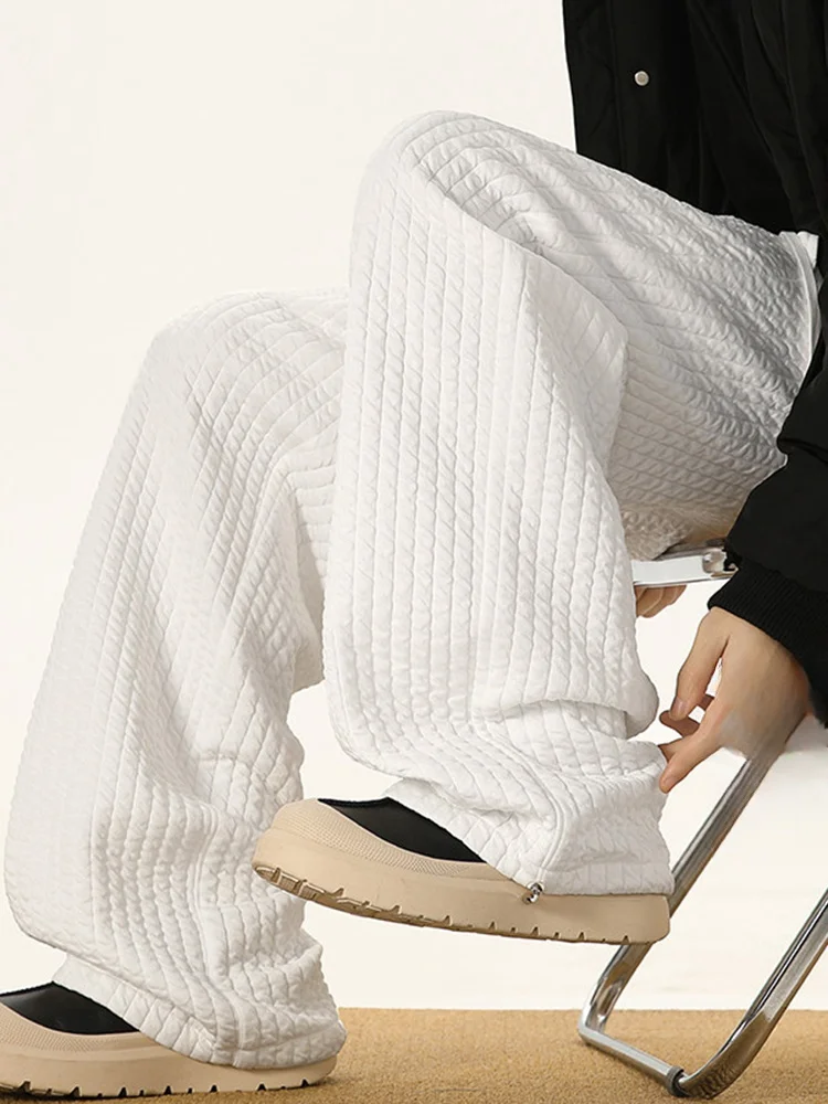 Thickened Fleece Winter Cotton Pants Men's Casual Loose Straight Leg Long Trousers Vertical Stripes Outdoor Wear Lazy Style
Thickened Fleece Winter Cotton Pants Men's Casual Loose Straight Leg Long Trousers Vertical Stripes Outdoor Wear Lazy Style