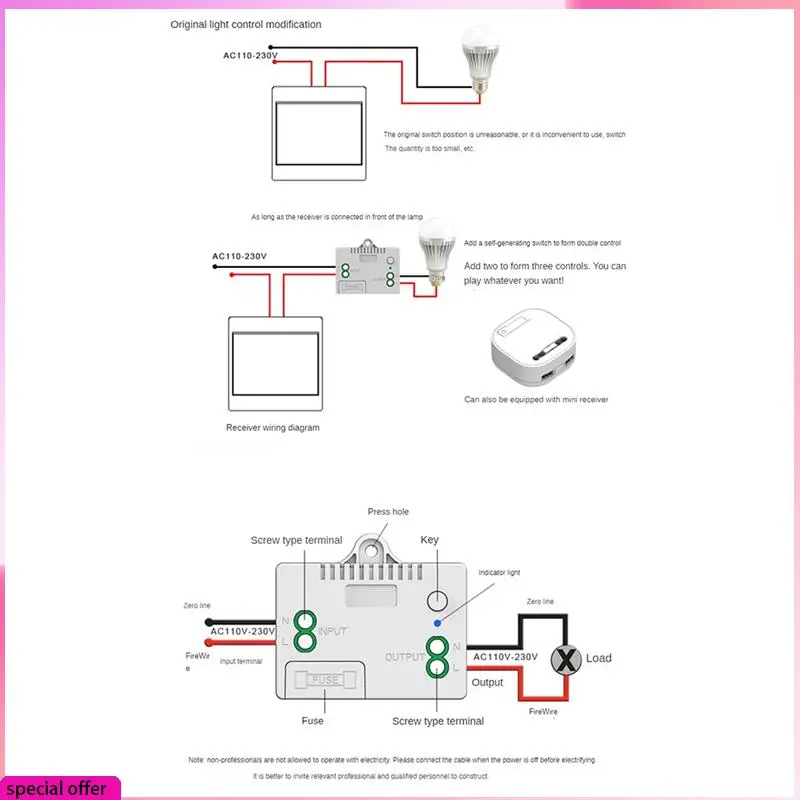A64Z Self-Pow Wall Light Wireless Switch Self-Powered Remote Control No Battery No Wire IP54 Waterproof Indoor Kinetic Switch
A64Z Self-Pow Wall Light Wireless Switch Self-Powered Remote Control No Battery No Wire IP54 Waterproof Indoor Kinetic Switch