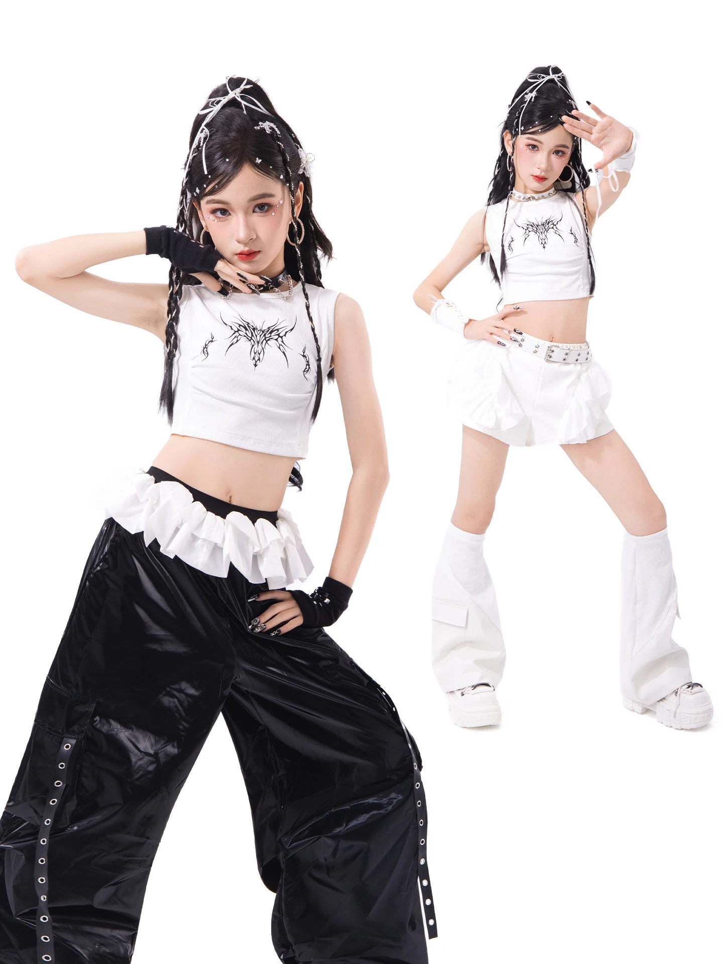 2026 Children'S Day Hip Hop Dance Performance Stage Costumes For Girls White Vest Hiphop Pants Outfits Jazz Stage Wear DQS22973
2026 Children'S Day Hip Hop Dance Performance Stage Costumes For Girls White Vest Hiphop Pants Outfits Jazz Stage Wear DQS22973