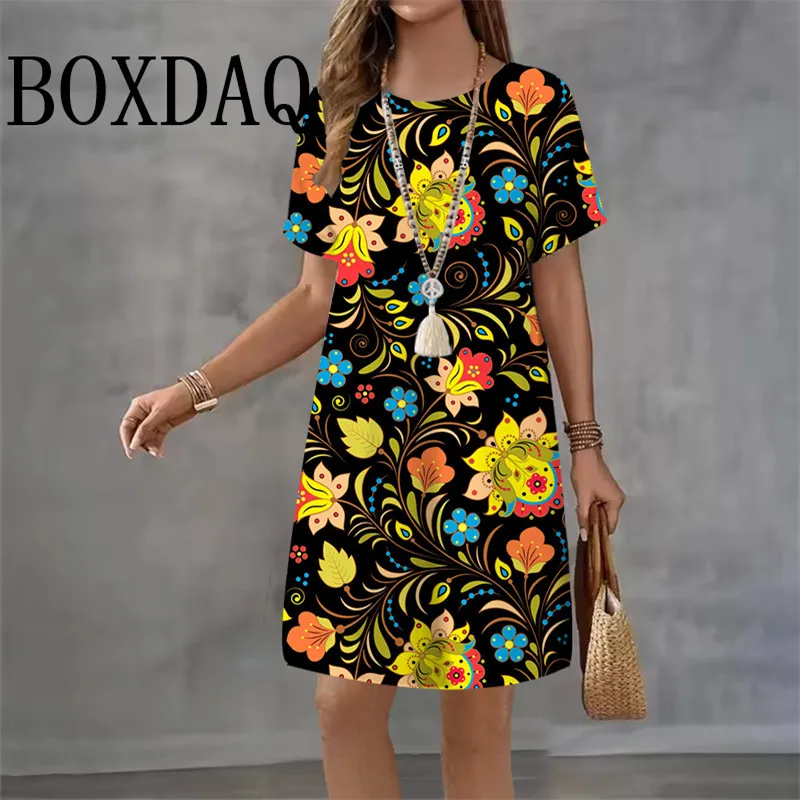 New 2025 Summer Women Dresses Fashion 3D Print Short Sleeve A-Line Dress Casual Vintage Flowers Plant Pattern Short Mini Dress
New 2025 Summer Women Dresses Fashion 3D Print Short Sleeve A-Line Dress Casual Vintage Flowers Plant Pattern Short Mini Dress