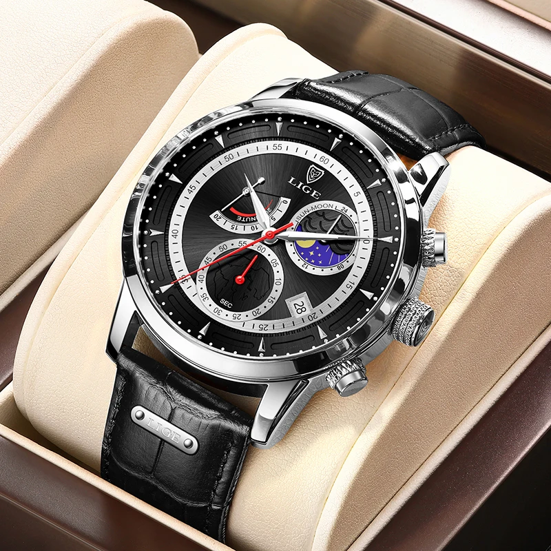 LIGE Top Brand Luxury Men Watch Business Fashion Leather Quartz Watch For Men Waterproof Luminous Chronograph Man Wristwatch+Box
LIGE Top Brand Luxury Men Watch Business Fashion Leather Quartz Watch For Men Waterproof Luminous Chronograph Man Wristwatch+Box
