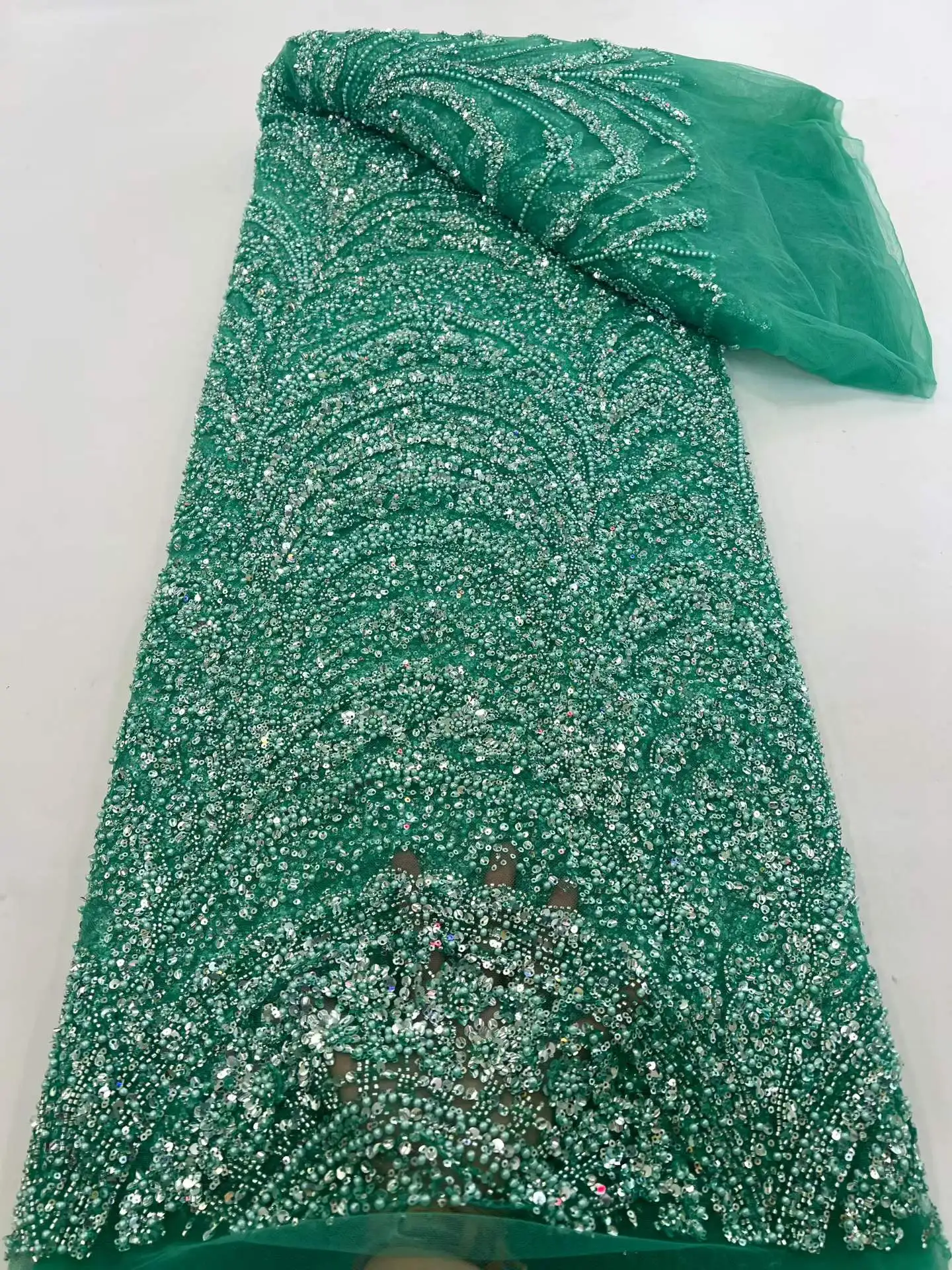 2026 Luxury French Sequin Lace Fabric Lace Beaded Fabrics Green African Beaded Lace Fabric for Bridal Wedding Dress
2026 Luxury French Sequin Lace Fabric Lace Beaded Fabrics Green African Beaded Lace Fabric for Bridal Wedding Dress