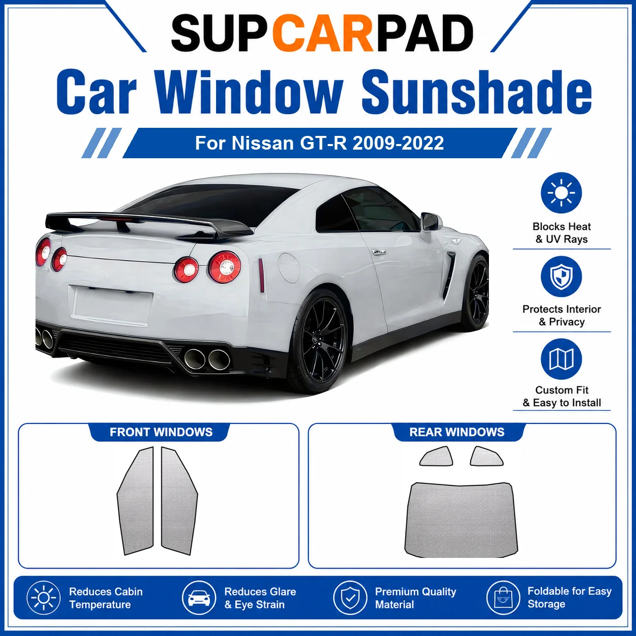 For Nissan - Nissan GT-R 2009-2022 Full Set Car Window Sunshades UV Block Privacy Heat Insulated Foldable Car Curtain
For Nissan - Nissan GT-R 2009-2022 Full Set Car Window Sunshades UV Block Privacy Heat Insulated Foldable Car Curtain