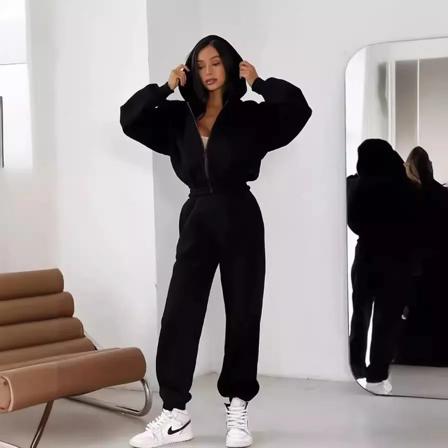 Women Sports Suit Hooded Zipper Long-sleeved Autumn Winter Coat Leggings Trousers Two Piece Set For Women Осение Женские Костюмы
Women Sports Suit Hooded Zipper Long-sleeved Autumn Winter Coat Leggings Trousers Two Piece Set For Women Осение Женские Костюмы