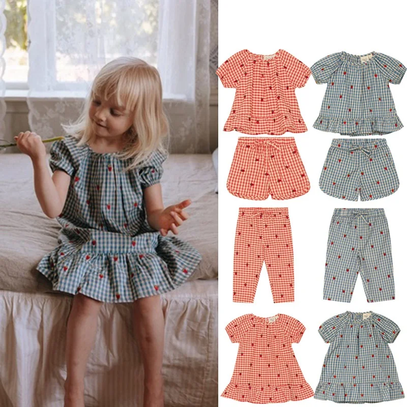 2024 Plaid Kids Girls Clothes Sets For Summer Embroidery Toddler Girls Dresses Cute Baby T-shirts and Shorts Strawberry Boys Out
2024 Plaid Kids Girls Clothes Sets For Summer Embroidery Toddler Girls Dresses Cute Baby T-shirts and Shorts Strawberry Boys Out