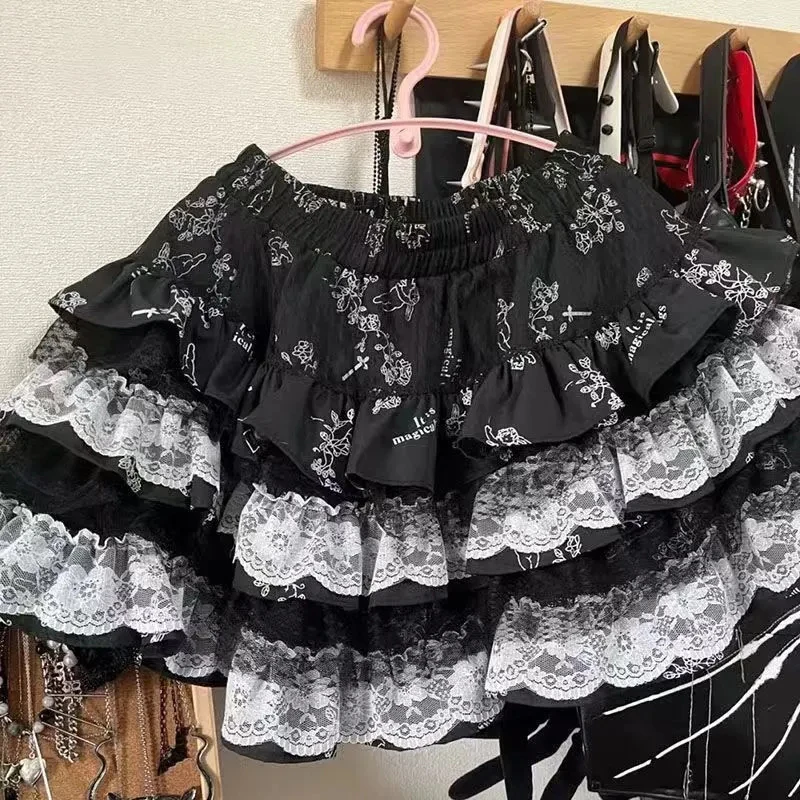 American Harajuku Y2K Tiered Mini Skirt Women Dark Punk Subculture Puffy Skirt High Waisted Layered Lace Lolita Gothic Skirt
American Harajuku Y2K Tiered Mini Skirt Women Dark Punk Subculture Puffy Skirt High Waisted Layered Lace Lolita Gothic Skirt
