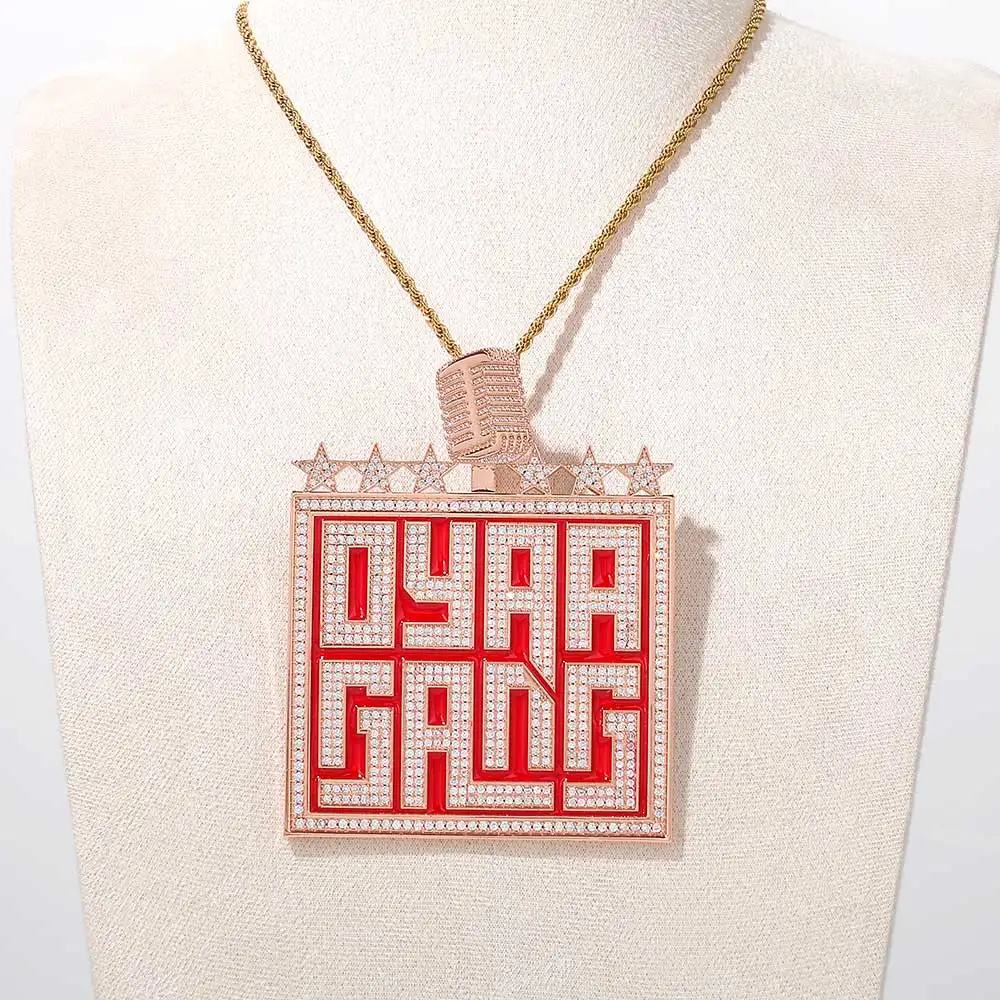 Custom Name Pendant 80mm Big Square Personalized Necklace Iced Out Bling CZ Hip Hop Jewelry Men Microphone Star DIY Letter Gift
Custom Name Pendant 80mm Big Square Personalized Necklace Iced Out Bling CZ Hip Hop Jewelry Men Microphone Star DIY Letter Gift