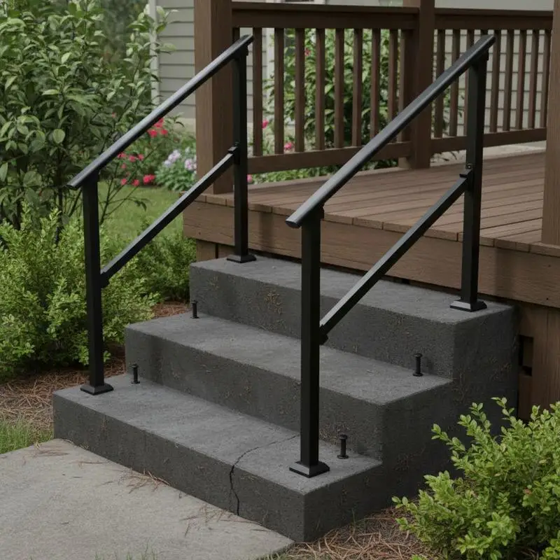 Exterior Stairway Balustrades 2 Pieces 2-3 Step Handrail Kit For Concrete Porch Deck Carbon Steel Square Tube Black Finish Professional Installation Hardware Included Professional Grade Support Structure For Elderly Users
Exterior Stairway Balustrades 2 Pieces 2-3 Step Handrail Kit For Concrete Porch Deck Carbon Steel Square Tube Black Finish Professional Installation Hardware Included Professional Grade Support Structure For Elderly Users