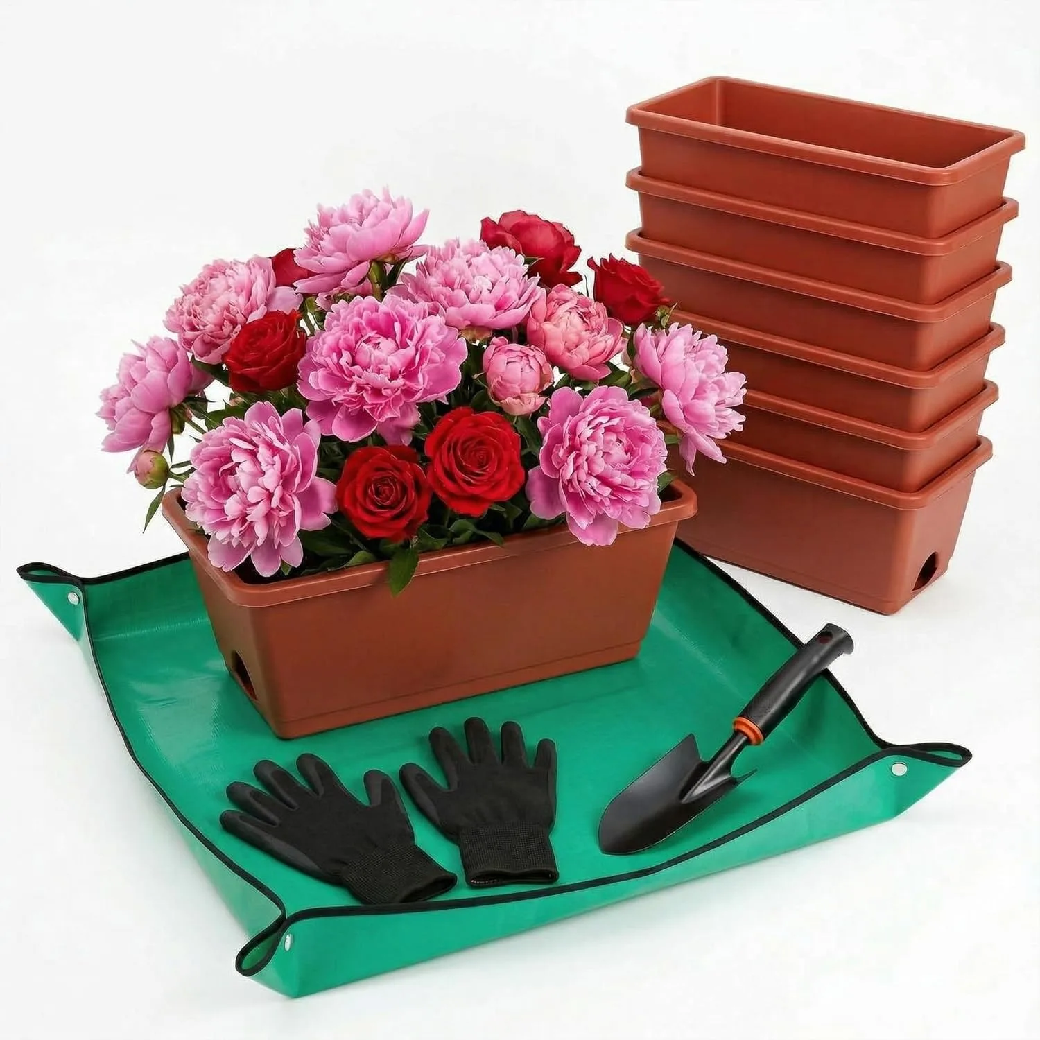 7 Pack Red Window Box Planters with Saucers, 17 Inch Rectangular Plastic Flower Pots for Indoor Outdoor Garden Patio
7 Pack Red Window Box Planters with Saucers, 17 Inch Rectangular Plastic Flower Pots for Indoor Outdoor Garden Patio