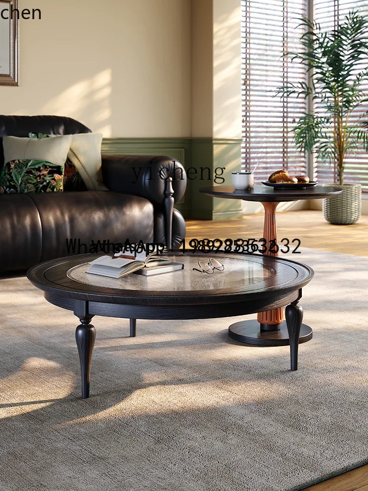 D24- retro solid wood round coffee tle combination antique small apartment size round coffee tle in the living room tle
D24- retro solid wood round coffee tle combination antique small apartment size round coffee tle in the living room tle