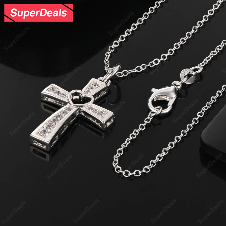 SuperDeals 925 Sterling Silver Cross AAA Zircon Pendant Necklace Classic High-Quality Jewelry Women Engagement Party Gift
SuperDeals 925 Sterling Silver Cross AAA Zircon Pendant Necklace Classic High-Quality Jewelry Women Engagement Party Gift