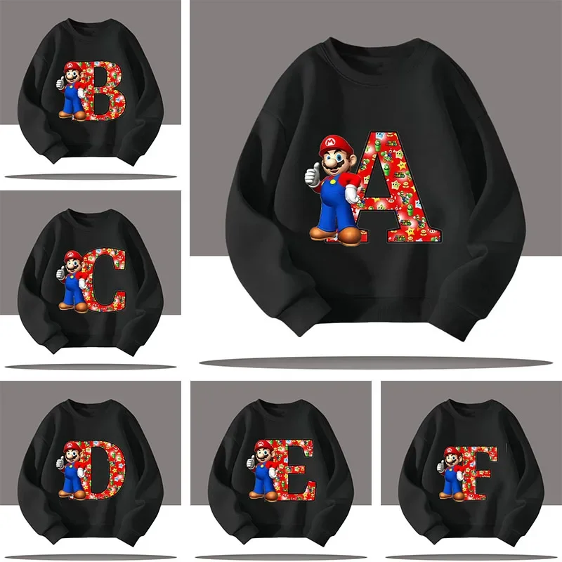 2026 Letter A-Z children's round-neck pullover shirts for kids, Mario boy's sports shirt with cartoon print, girls' casual top
2026 Letter A-Z children's round-neck pullover shirts for kids, Mario boy's sports shirt with cartoon print, girls' casual top