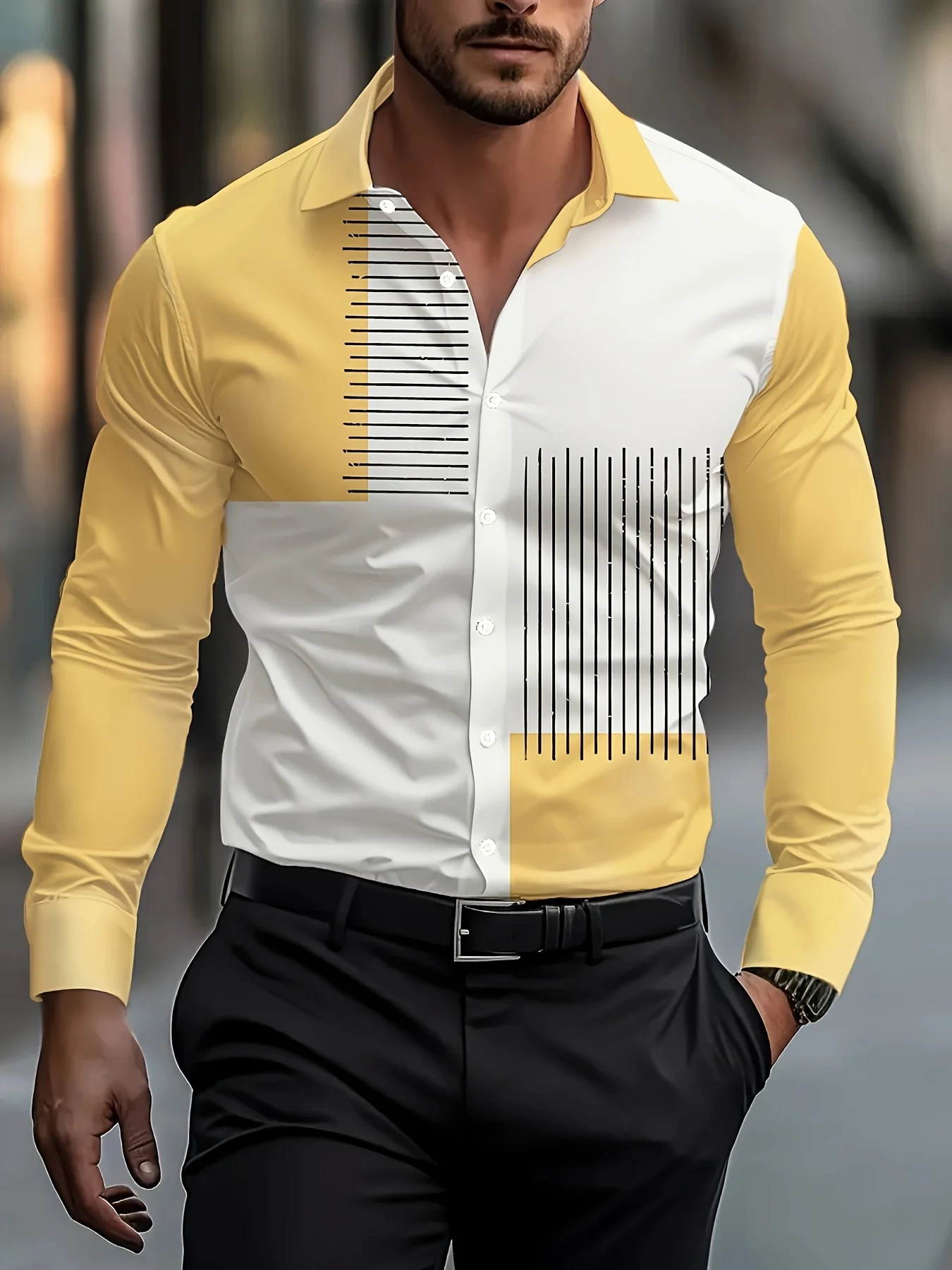 Осенние мужские рубашки на пуговицах, модные повседневные деловые рубашки в полоску с принтом, мужские повседневные рубашки с длинными рукавами для работы на открытом воздухе
Осенние мужские рубашки на пуговицах, модные повседневные деловые рубашки в полоску с принтом, мужские повседневные рубашки с длинными рукавами для работы на открытом воздухе