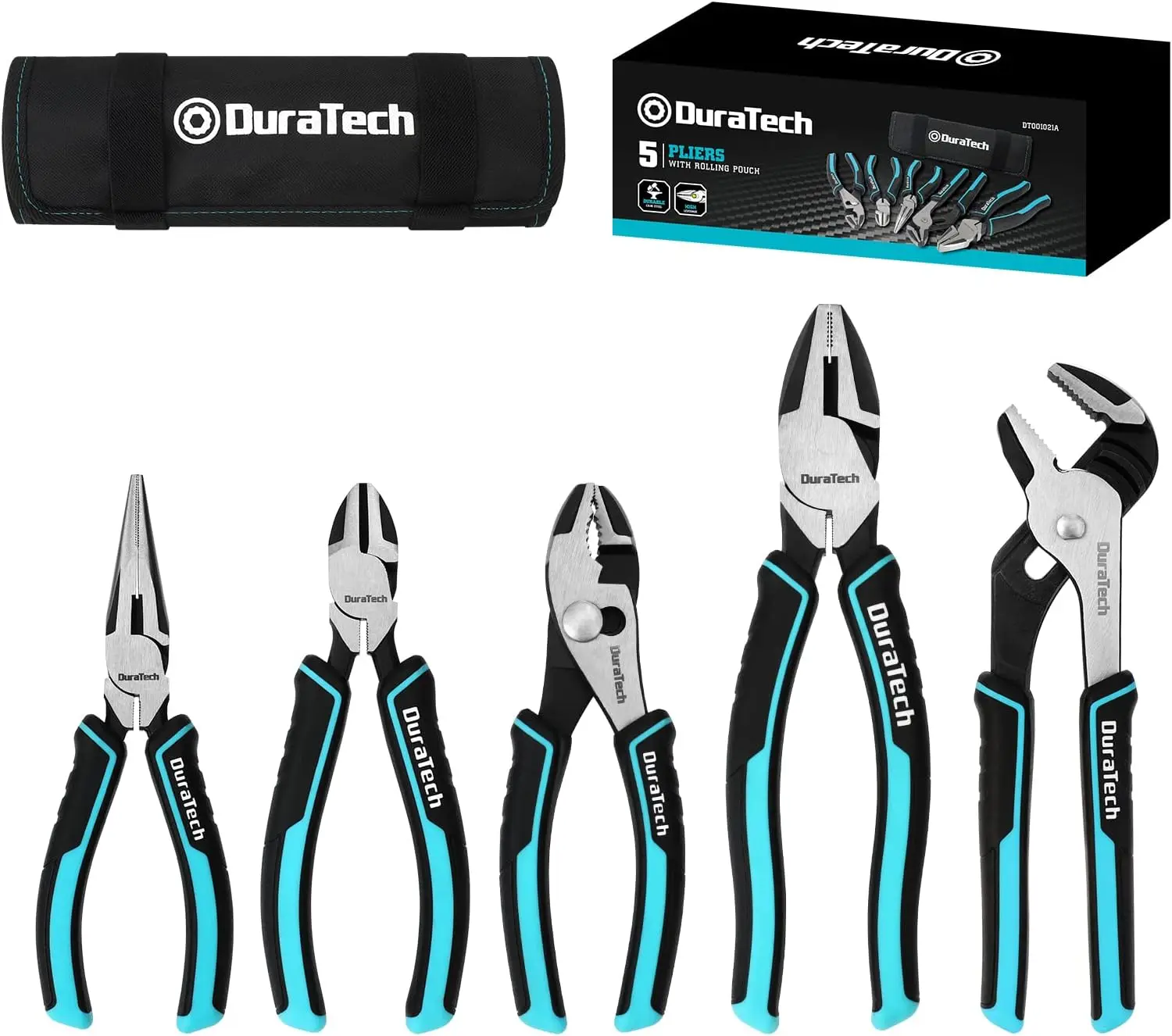 5-Piece Cr-Ni Pliers Set, 6" Long Nose, Slip Joint, Diagonal Cutting, 8" Linesman & Groove Joint Pliers with Rolling Pouch
5-Piece Cr-Ni Pliers Set, 6" Long Nose, Slip Joint, Diagonal Cutting, 8" Linesman & Groove Joint Pliers with Rolling Pouch