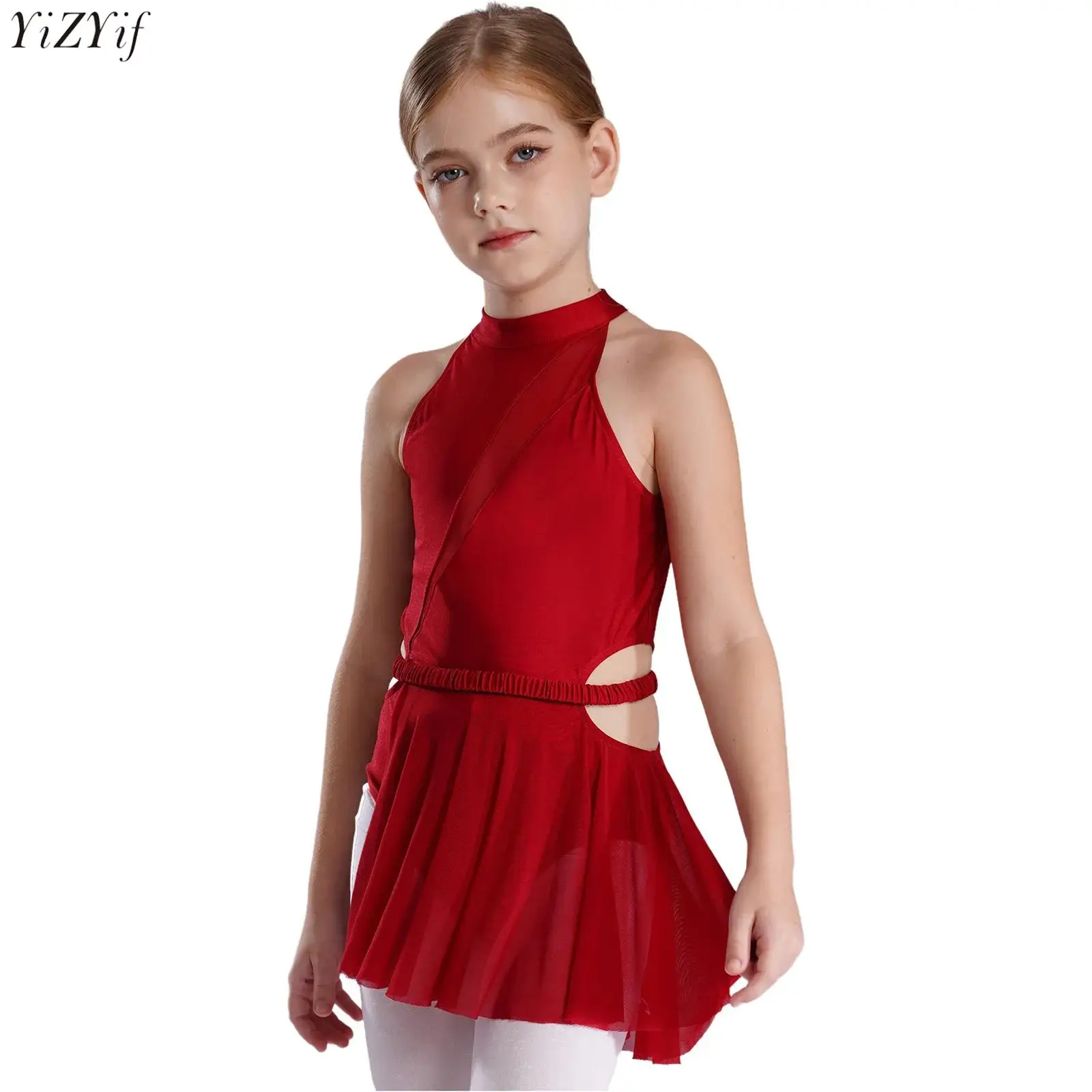 Kids Girls Modern Lyrical Dance Dresses Elastic Waist Cutout Sheer Mesh Patchwork Side Split Dress Ballet Performance Costume
Kids Girls Modern Lyrical Dance Dresses Elastic Waist Cutout Sheer Mesh Patchwork Side Split Dress Ballet Performance Costume