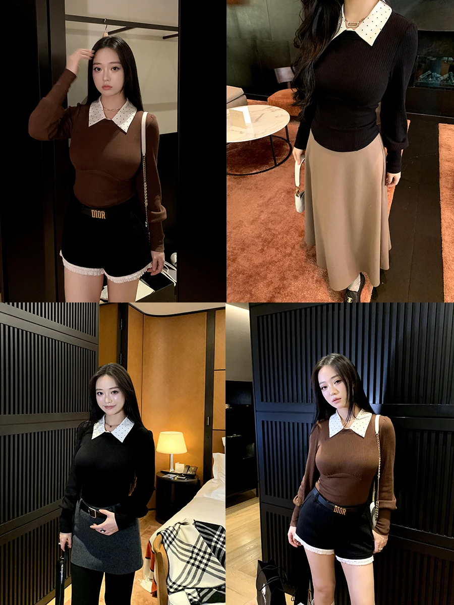 Облегающий вязаный топ вишневого цвета, женский длинный све, повседневная блузка со съемным воротником и дуговым дизайном, осенняя блузка Faion
Облегающий вязаный топ вишневого цвета, женский длинный све, повседневная блузка со съемным воротником и дуговым дизайном, осенняя блузка Faion