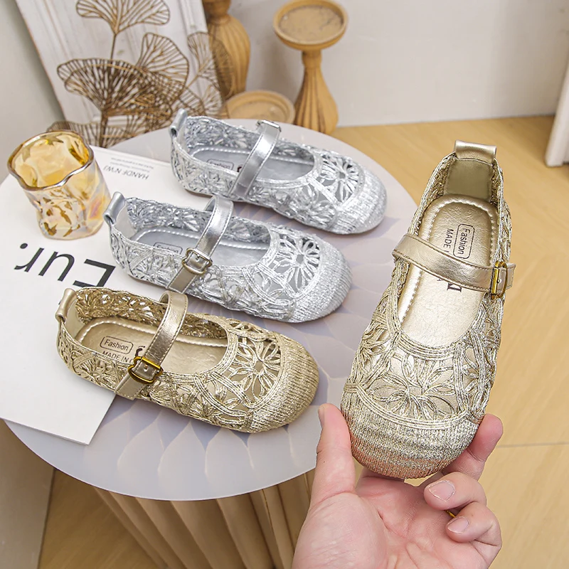 New Girls Hollow-out Flat Shoes Woven Gold Silver Kids Causal Shoes Non-slip Wedding Party Children's Princess Mary Jane Shoes
New Girls Hollow-out Flat Shoes Woven Gold Silver Kids Causal Shoes Non-slip Wedding Party Children's Princess Mary Jane Shoes